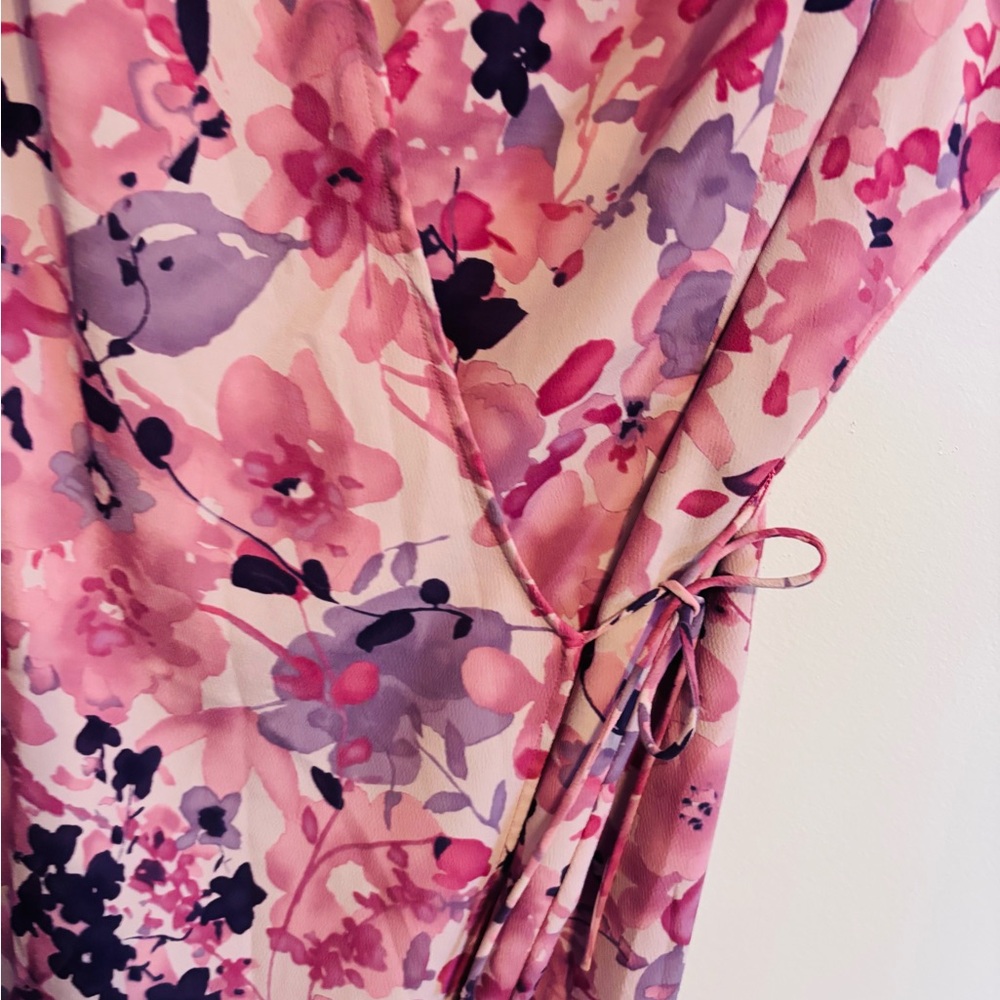 Norton pink sleeveless wrap dress floral print size 18 - Picture 4 of 4